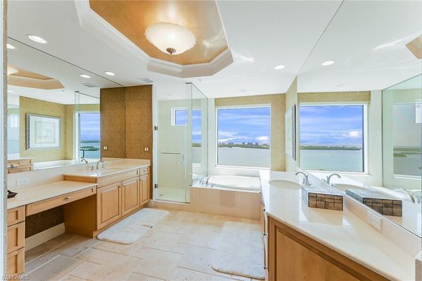 Bathroom, Dual Sink Vanities, Glass Shower, Interior, Recessed Lighting, Water