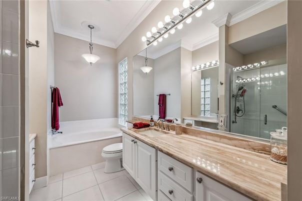 Bathroom, Dual Sink Vanities, Glass Shower, Interior, Pendant Lights