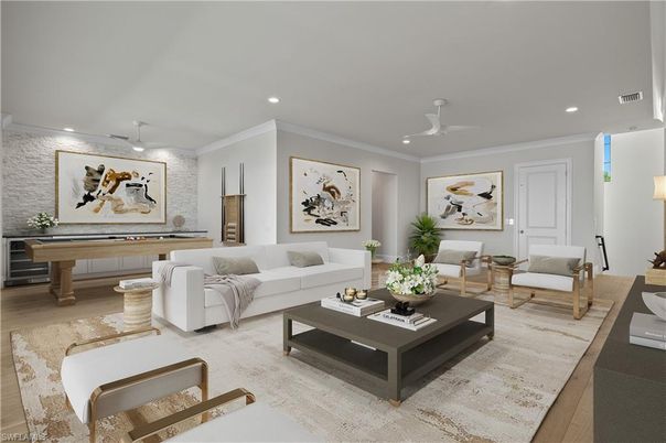 Interior, Living room, Recessed Lighting, Wood Texture Flooring