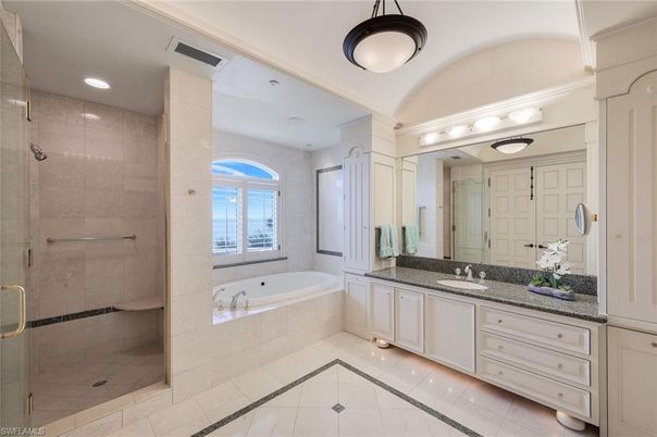 Bathroom, Dual Sink Vanities, Glass Shower, Interior, Recessed Lighting