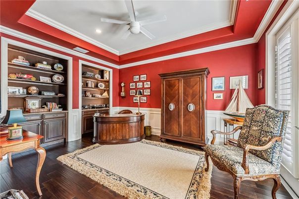 Home Office, Interior, Recessed Lighting, Wood Texture Flooring