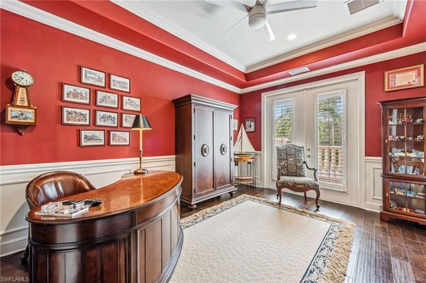 Home Office, Interior, Recessed Lighting, Wood Texture Flooring