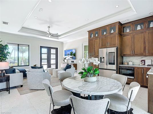 Dining room, Interior, Kitchen, Living room, Recessed Lighting, Stainless Steel Appliances