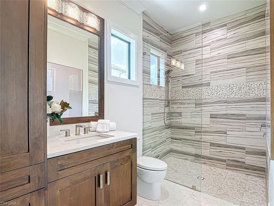Bathroom, Glass Shower, Interior, Recessed Lighting
