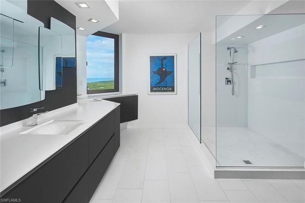Bathroom, Dual Sink Vanities, Glass Shower, Interior, Recessed Lighting, Water