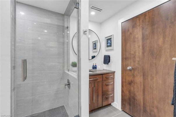 Bathroom, Glass Shower, Interior, Recessed Lighting
