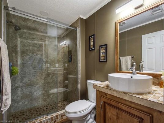 Bathroom, Glass Shower, Interior, Tile Countertops