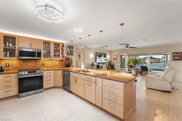 Interior, Kitchen, Pendant Lights, Stainless Steel Appliances, Water