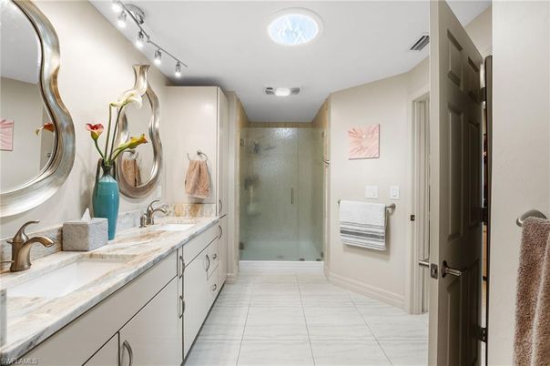 Bathroom, Dual Sink Vanities, Glass Shower, Interior