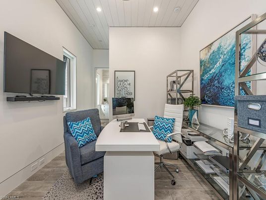Home Office, Interior, Recessed Lighting, Wood Texture Flooring