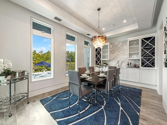 Chandelier, Dining room, Interior, Pendant Lights, Recessed Lighting, Wood Texture Flooring