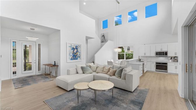 Interior, Kitchen, Living room, Pendant Lights, Recessed Lighting, Stainless Steel Appliances, Wood Texture Flooring