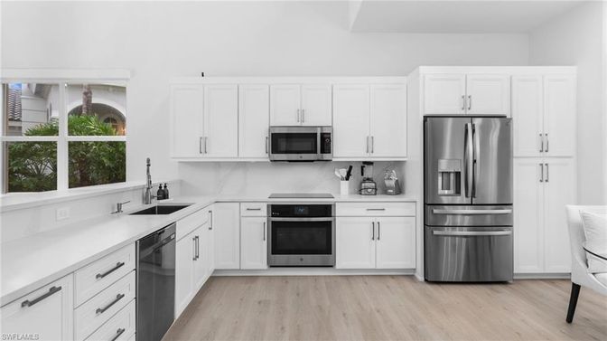 Interior, Kitchen, Stainless Steel Appliances, Wood Texture Flooring
