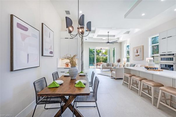 Chandelier, Dining room, Interior, Kitchen, Living room, Recessed Lighting