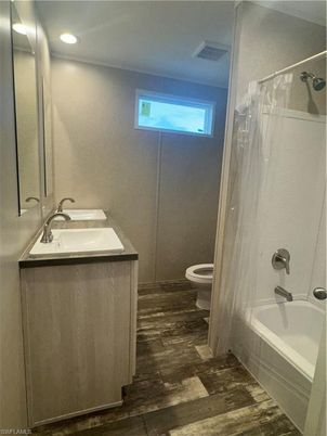 Bathroom, Interior, Recessed Lighting, Wood Texture Flooring