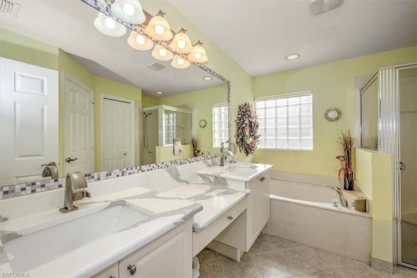 Bathroom, Dual Sink Vanities, Glass Shower, Interior, Recessed Lighting
