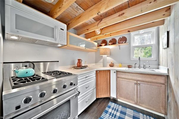 Interior, Kitchen, Stainless Steel Appliances, Wooden Beams, Wooden Ceilings, Wood Texture Flooring