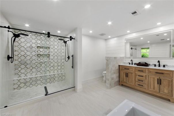 Bathroom, Glass Shower, Interior, Recessed Lighting