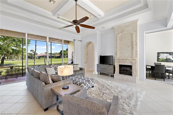 Dining room, Fireplace, Interior, Living room, Recessed Lighting