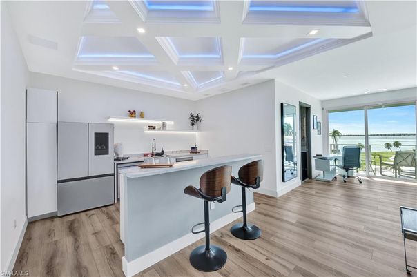 Home Office, Interior, Kitchen, Recessed Lighting, Wood Texture Flooring
