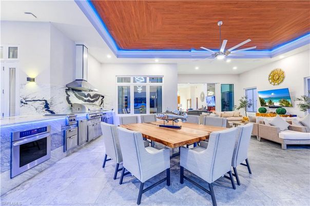Dining room, Interior, Kitchen, Living room, Recessed Lighting, Wooden Ceilings