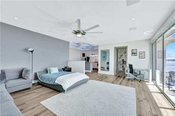 Bedroom, Home Office, Interior, Recessed Lighting, Wood Texture Flooring