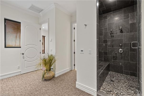 Bathroom, Glass Shower, Interior, Marble Walls