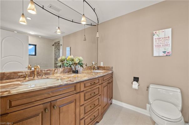 Bathroom, Dual Sink Vanities, Interior, Pendant Lights, Recessed Lighting