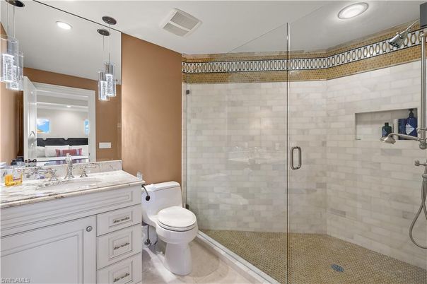 Bathroom, Glass Shower, Interior, Pendant Lights, Recessed Lighting