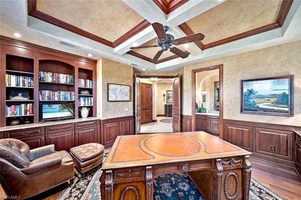 Home Office, Interior, Recessed Lighting, Wood Texture Flooring