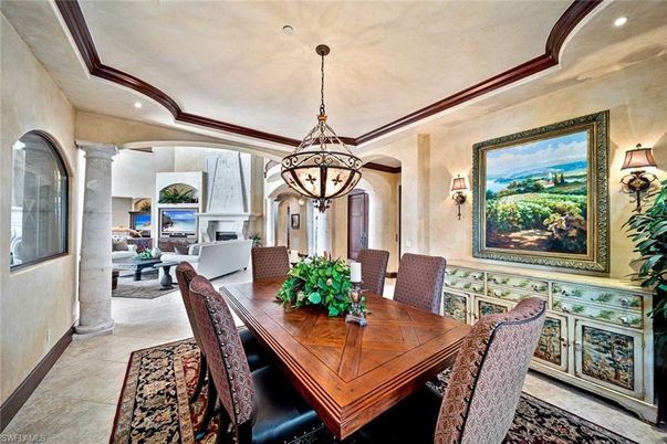Dining room, Fireplace, Interior, Living room, Pendant Lights, Recessed Lighting