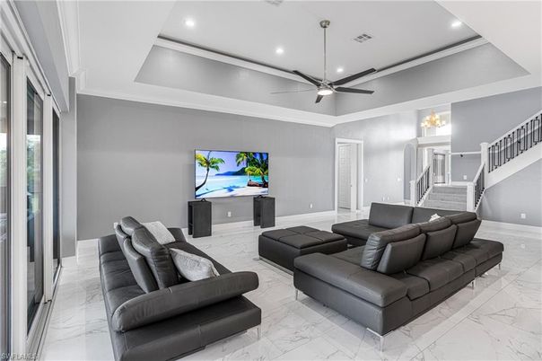 Interior, Living room, Marble, Recessed Lighting