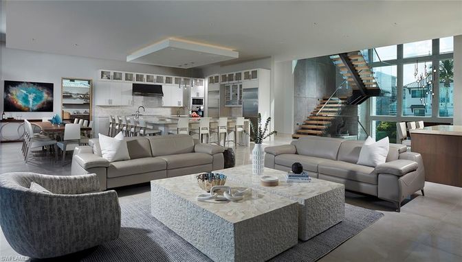 Dining room, Interior, Kitchen, Living room, Recessed Lighting