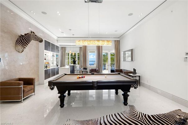 Billiard Table, Game Room, Interior, Pendant Lights, Recessed Lighting