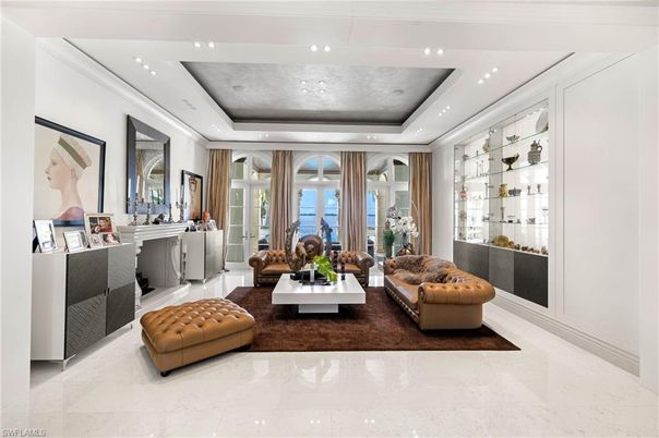 Fireplace, Interior, Living room, Marble, Recessed Lighting