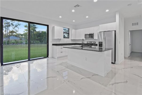 Interior, Kitchen, Marble, Recessed Lighting, Stainless Steel Appliances
