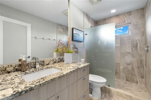 Bathroom, Glass Shower, Interior, Recessed Lighting