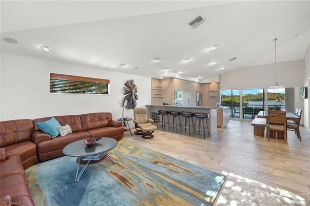 Dining room, Interior, Kitchen, Living room, Pendant Lights, Recessed Lighting, Wood Texture Flooring