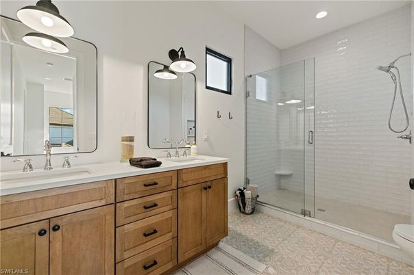 Bathroom, Dual Sink Vanities, Glass Shower, Interior, Recessed Lighting