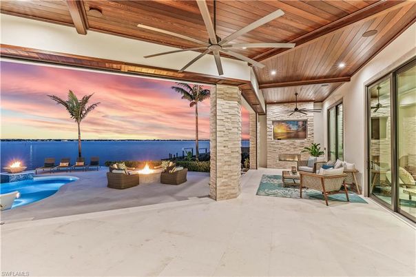 Exterior, Fireplace, Pool, Water, Wooden Ceilings