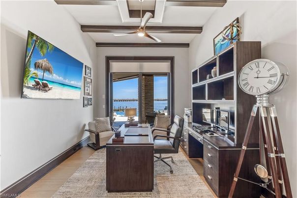 Home Office, Interior, Water, Wooden Beams, Wood Texture Flooring
