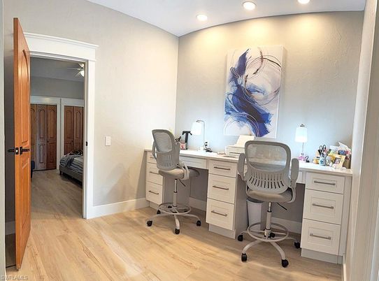 Home Office, Interior, Recessed Lighting, Wood Texture Flooring