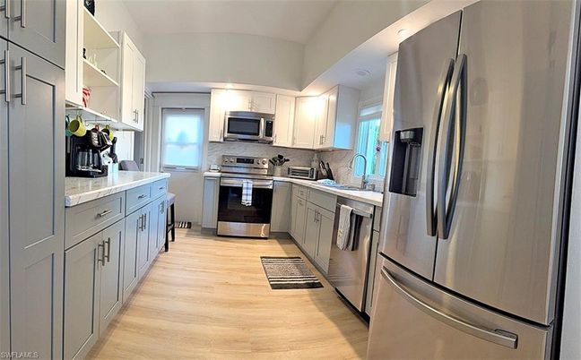 Interior, Kitchen, Stainless Steel Appliances, Wood Texture Flooring