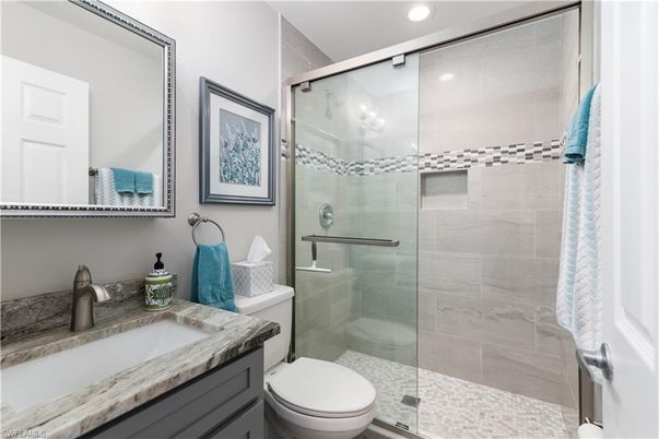 Bathroom, Glass Shower, Interior, Recessed Lighting