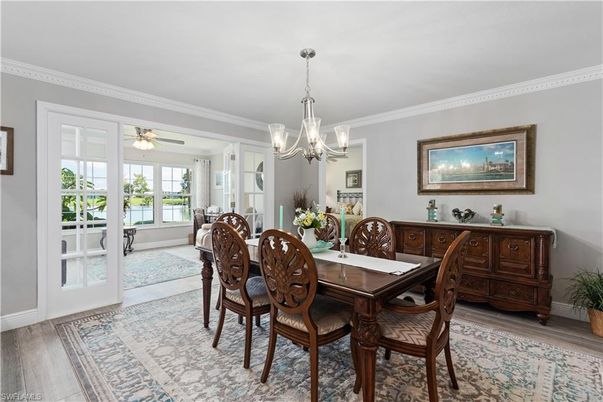 Chandelier, Dining room, Interior, Wood Texture Flooring
