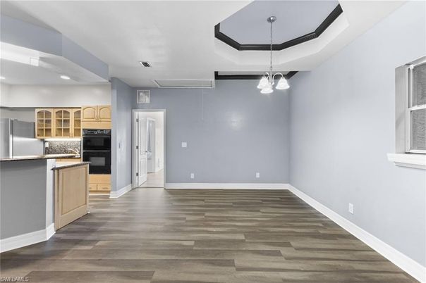 Interior, Kitchen, Pendant Lights, Recessed Lighting, Wood Texture Flooring