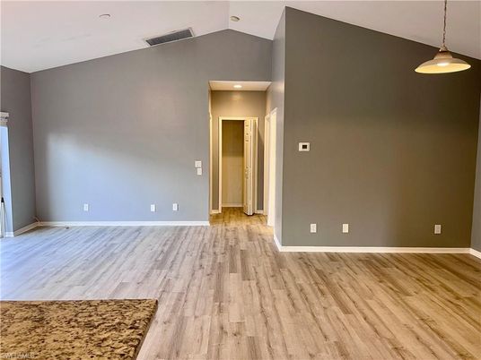 Empty room, Interior, Pendant Lights, Recessed Lighting, Wood Texture Flooring