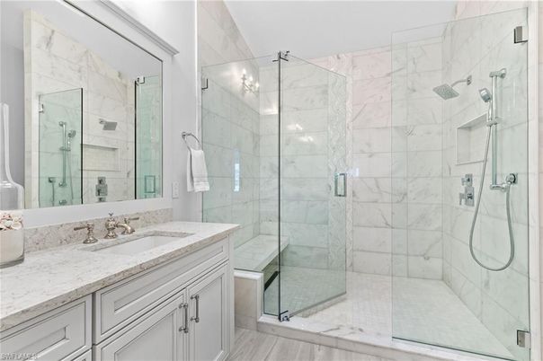 Bathroom, Glass Shower, Interior, Marble Walls