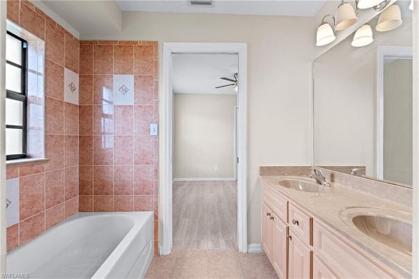 Bathroom, Dual Sink Vanities, Interior, Wood Texture Flooring