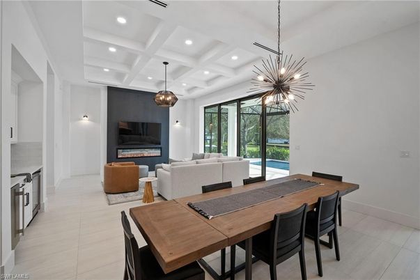 Dining room, Interior, Living room, Pendant Lights, Recessed Lighting